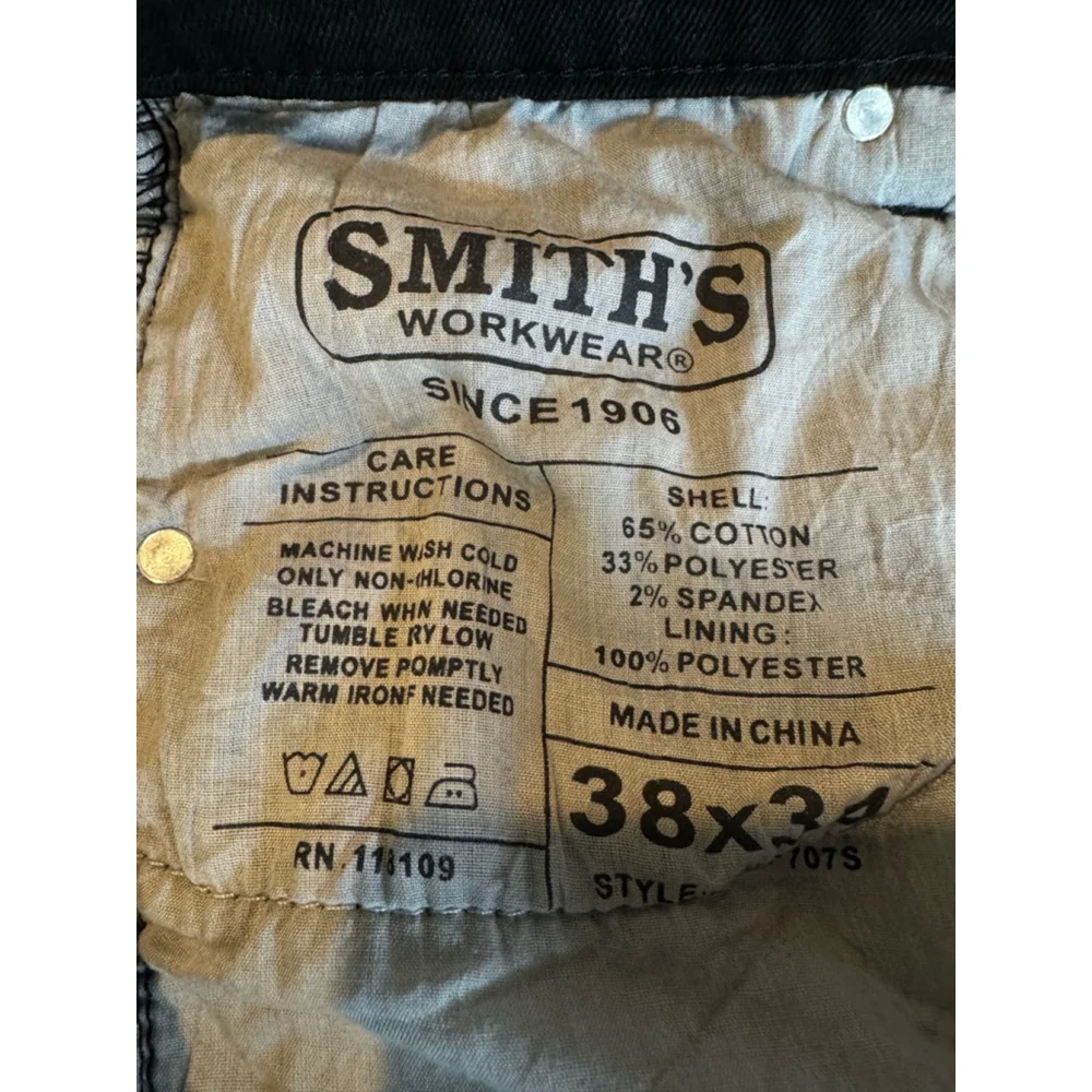 Smith's Premium Workwear Black Fleece Lined Denim Jeans Chore Work Wear Rugged